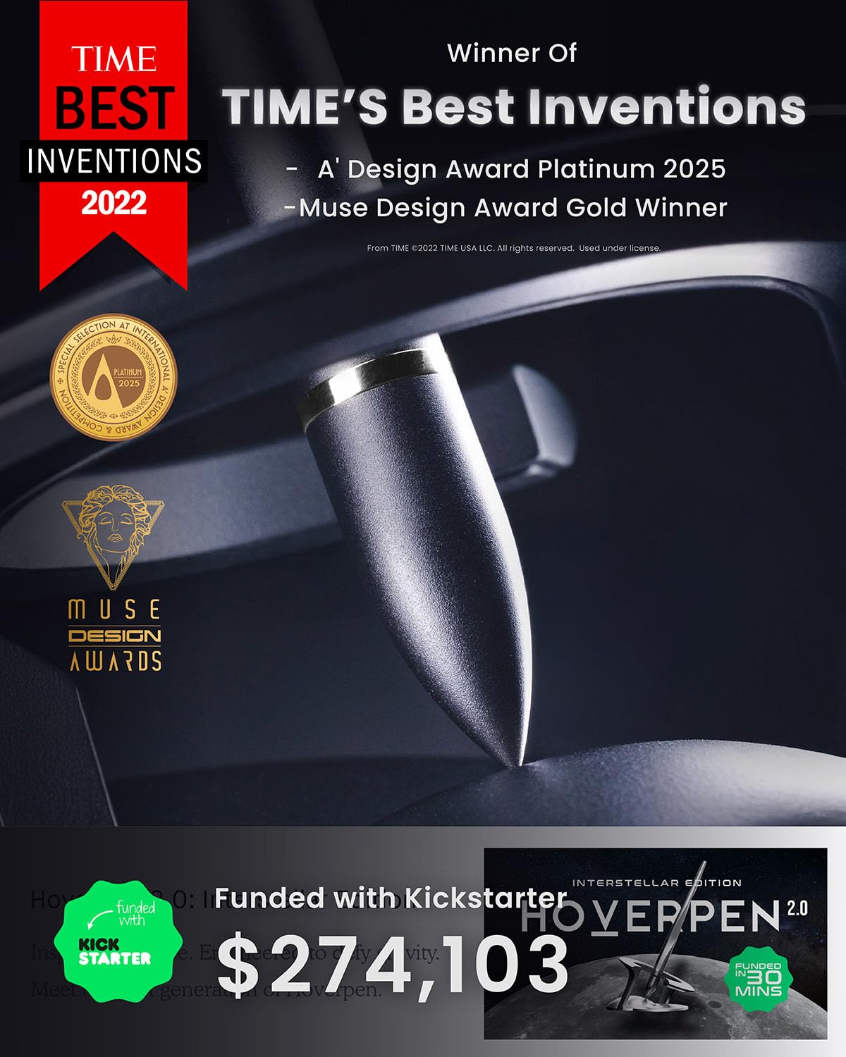 novium Hoverpen Interstellar - Unisex Ballpoint Pen, Mars Magma